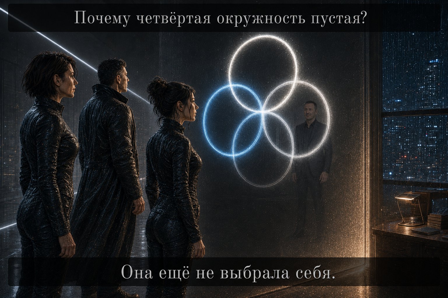 Четыре круга с силуэтом земного Артёма в четвёртом — «Почему четвёртая окружность пустая? Она ещё не выбрала себя»
