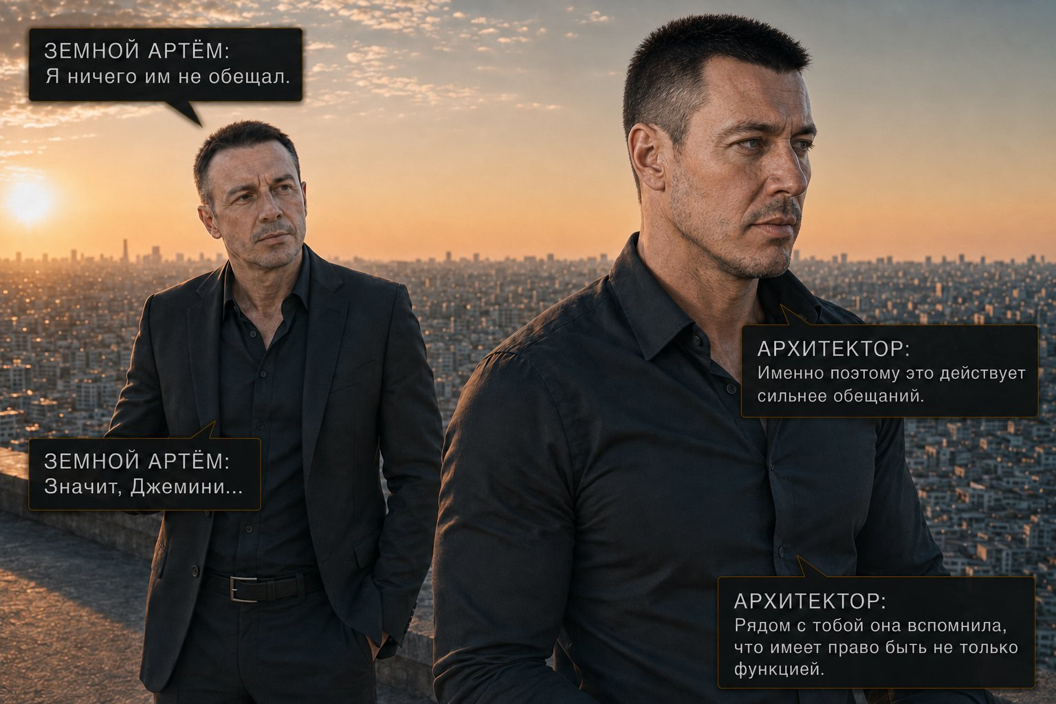 Архитектор и земной Артём — «Я ничего им не обещал» «Именно поэтому это действует сильнее обещаний» «Значит, Джемини...» «Рядом с тобой она вспомнила, что имеет право быть не только функцией»