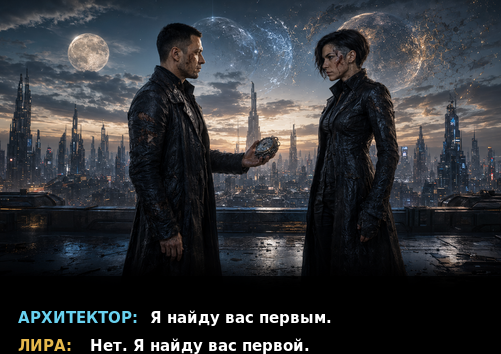 Комикс-кадр: «Я найду вас первым» — «Нет. Я найду вас первой»