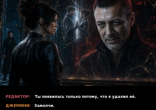 Комикс-кадр: «Ты появилась только потому, что я удалил её»