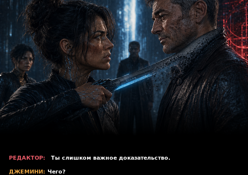 Комикс-кадр: «Ты слишком важное доказательство» — «Чего?»
