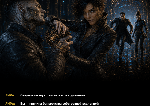 Комикс-кадр: «Вы — причина банкротства собственной вселенной»